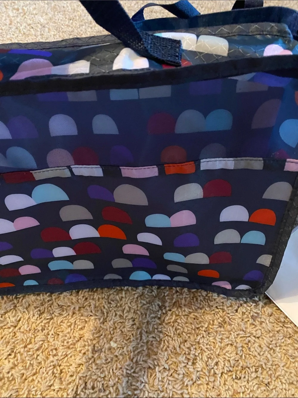 thirty-one Navy Tote with Multicolor Semi-Circle Pattern Storage Bag + bonus bag